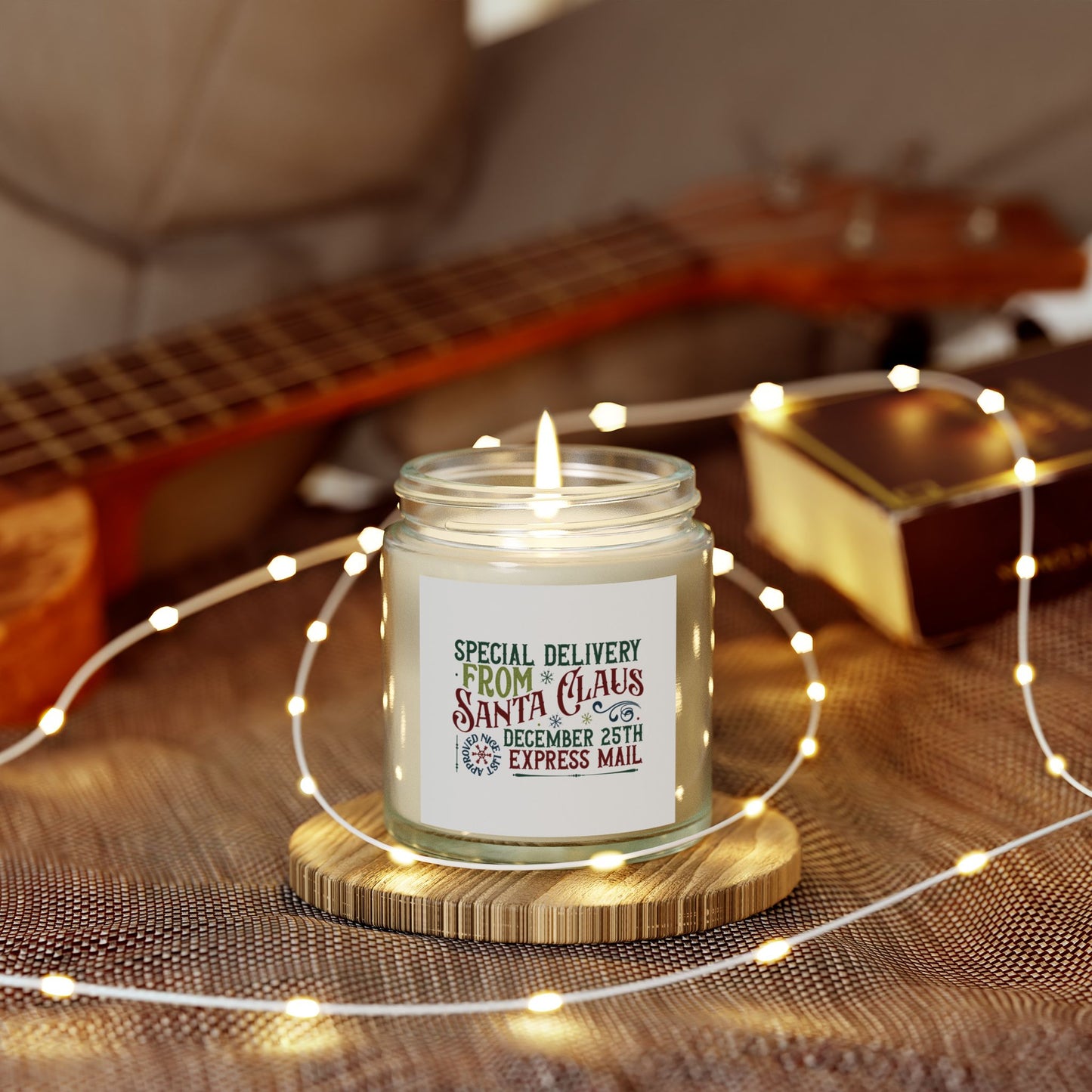 Christmas Themed Scented Candles, Coconut Apricot Wax (4oz, 9oz)