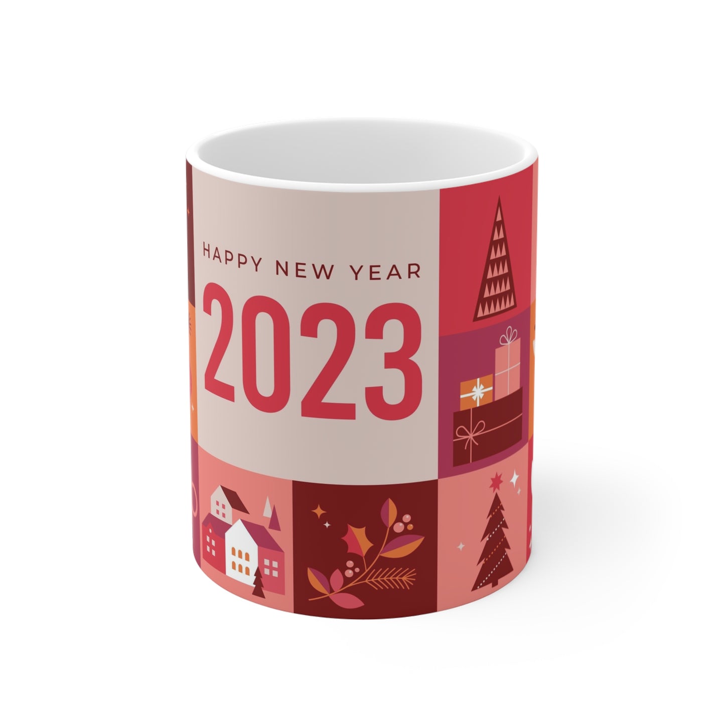 Merry Christmas and Happy New Year Hot Beverage Mug 11oz