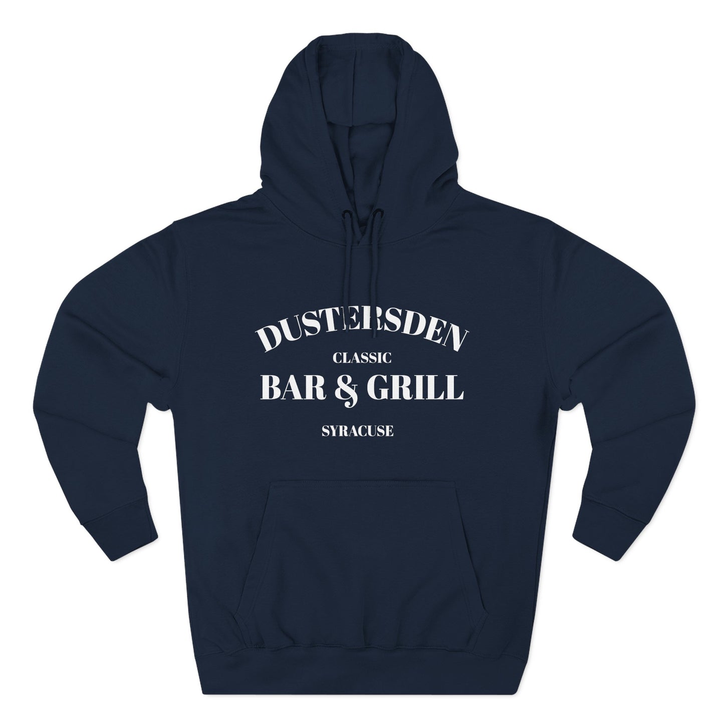 Dustersden Classic Bar and Grill Syracuse Hoodie — Minimal Logo Fleece Pullover
