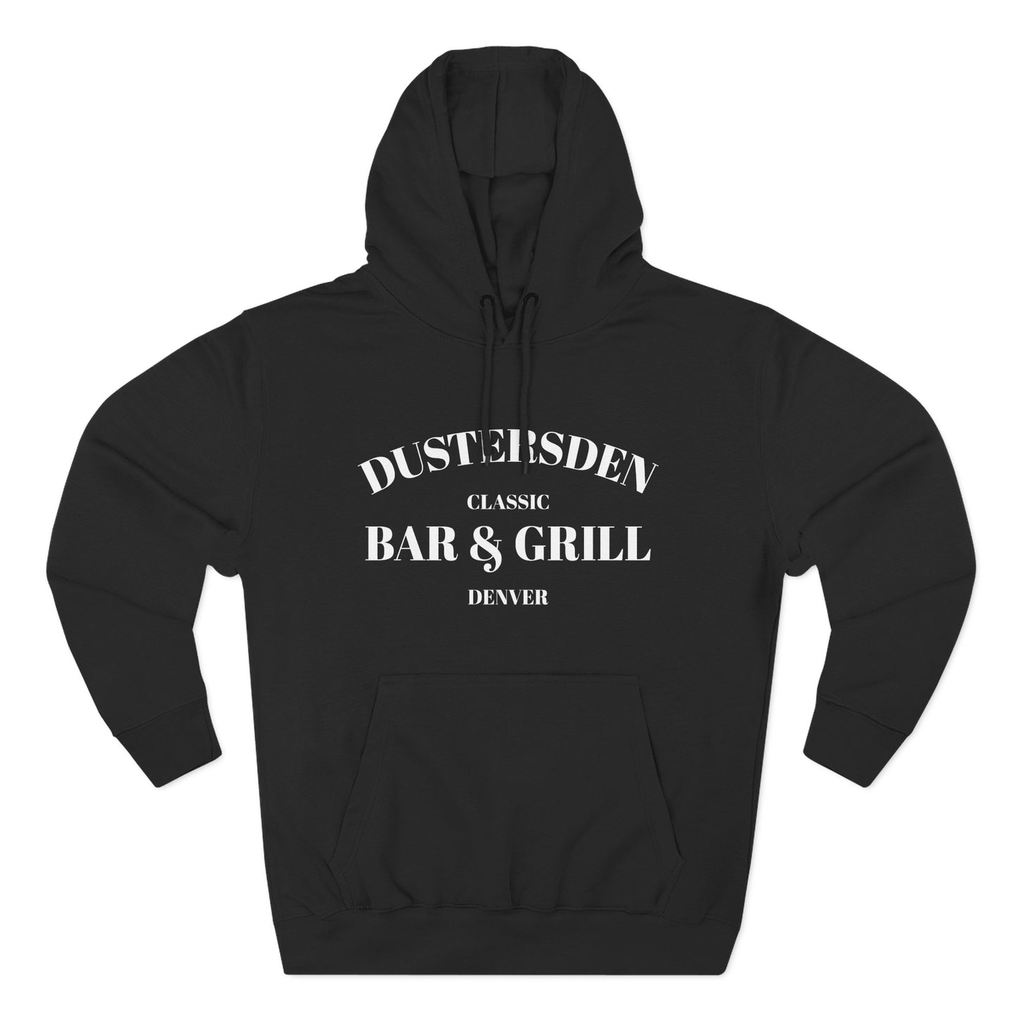 Dustersden Classic Bar and Grill Denver Hoodie — Minimal Logo Fleece Pullover