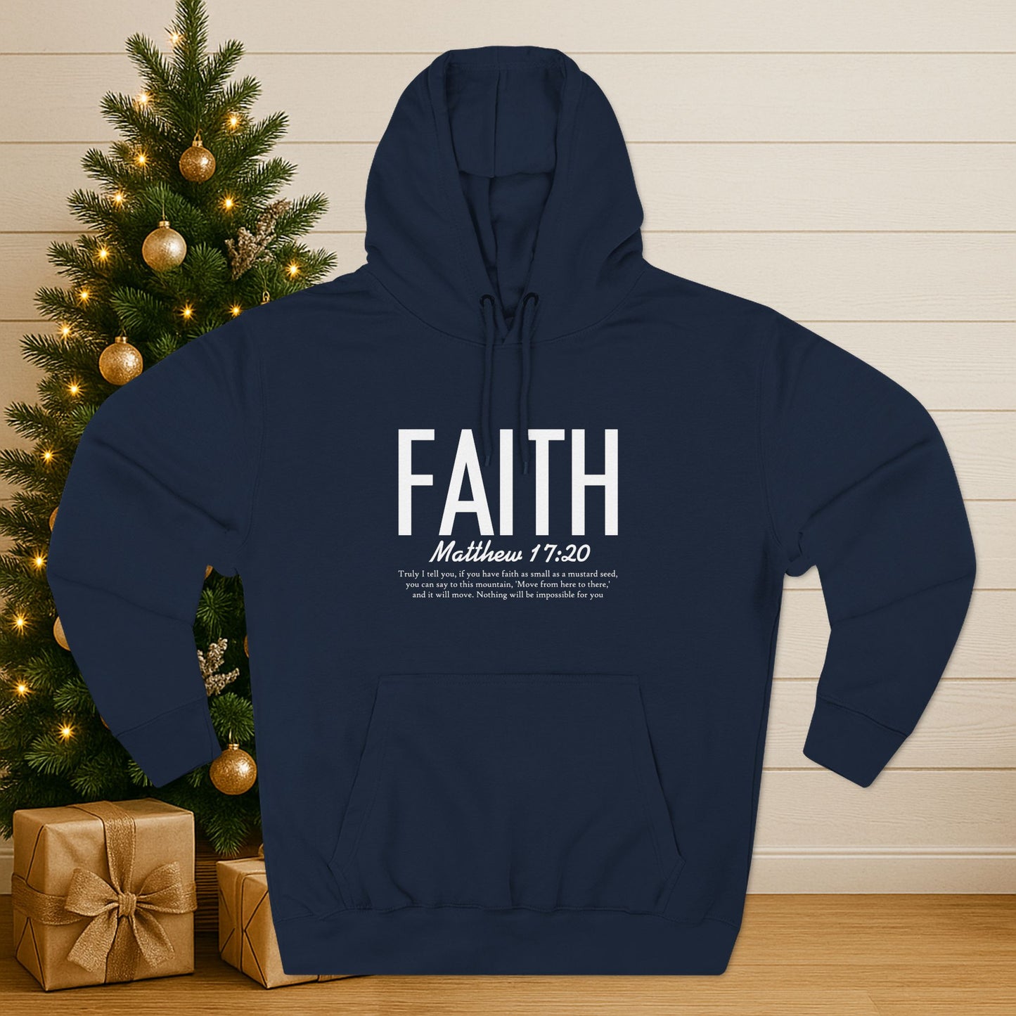 Faith Hoodie – Matthew 17:20 Christian Fleece Pullover