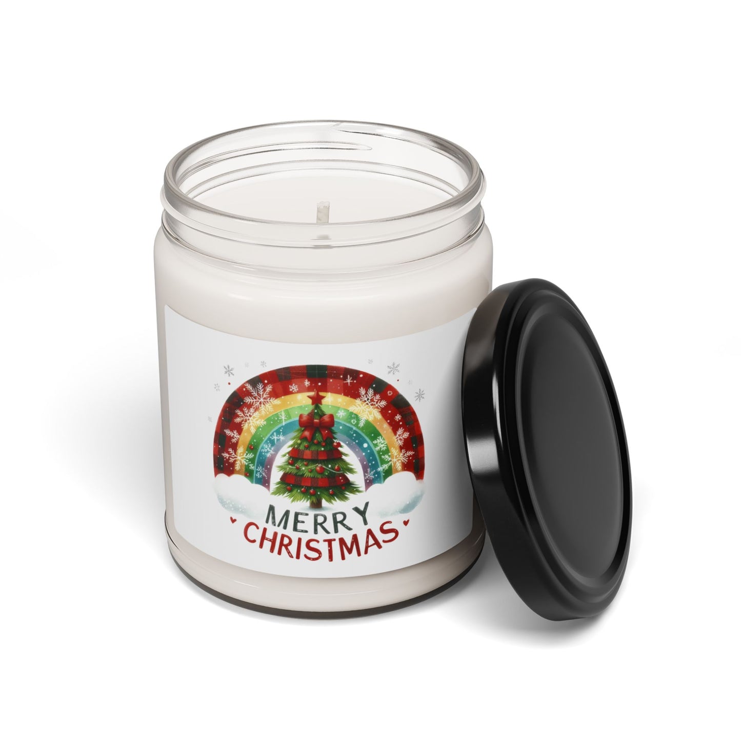 Christmas Themed Scented Soy Candle, 9oz Merry Christmas and Christmas Trees