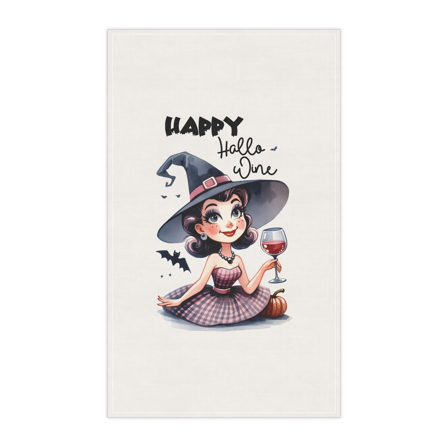 Festive Halloween Tea Towel Witches Love Drinking Wine at Halloween Time As Long as Its Red!