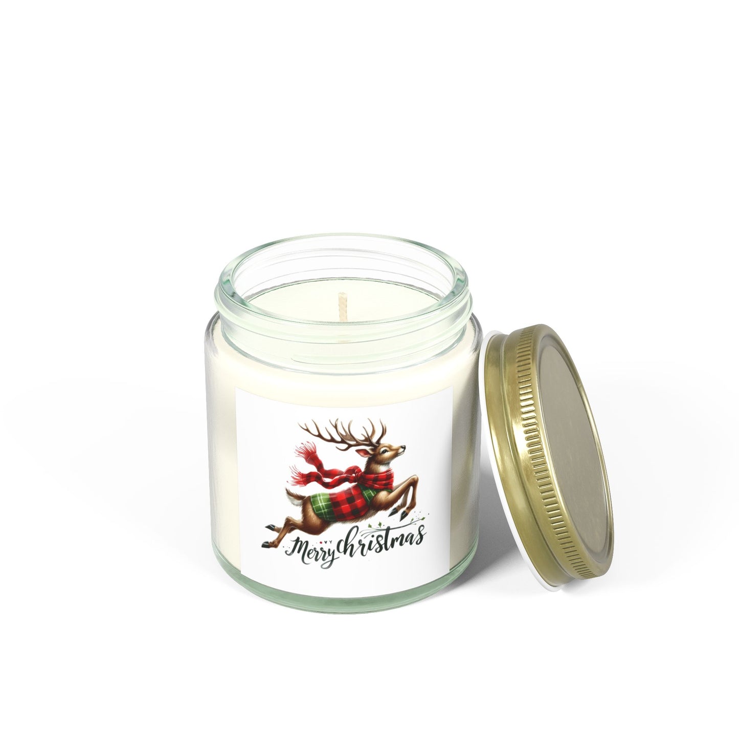 Christmas Themed Scented Candles, Coconut Apricot Wax (4oz, 9oz)