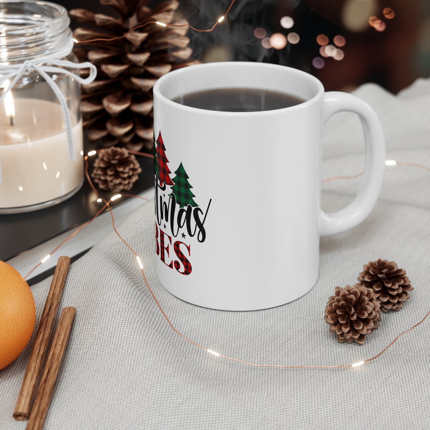 Christmas Themed Ceramic Mug 11oz Good Vibes at Christmas Time