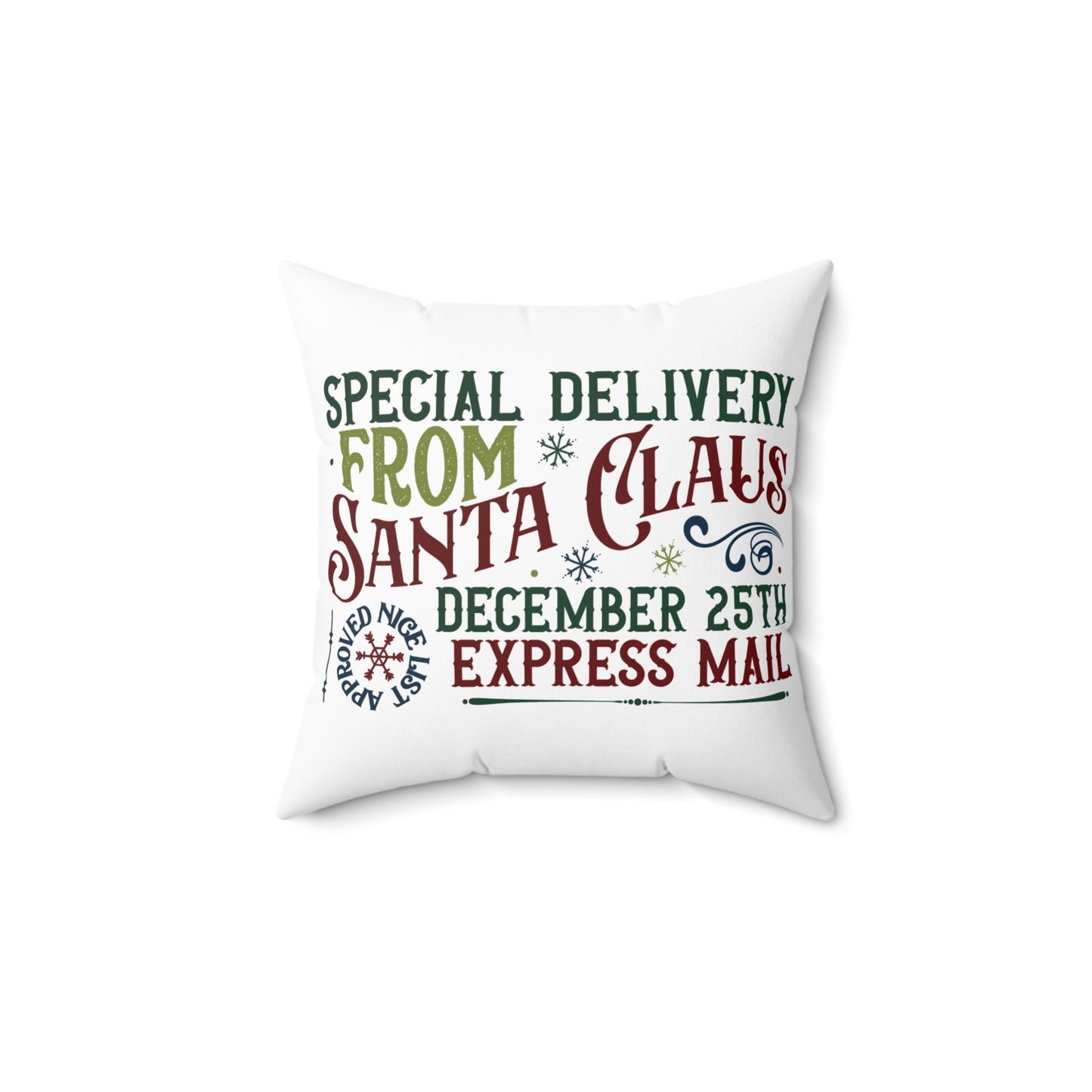 Christmas Themed Spun Polyester Square Pillow Special Delivery