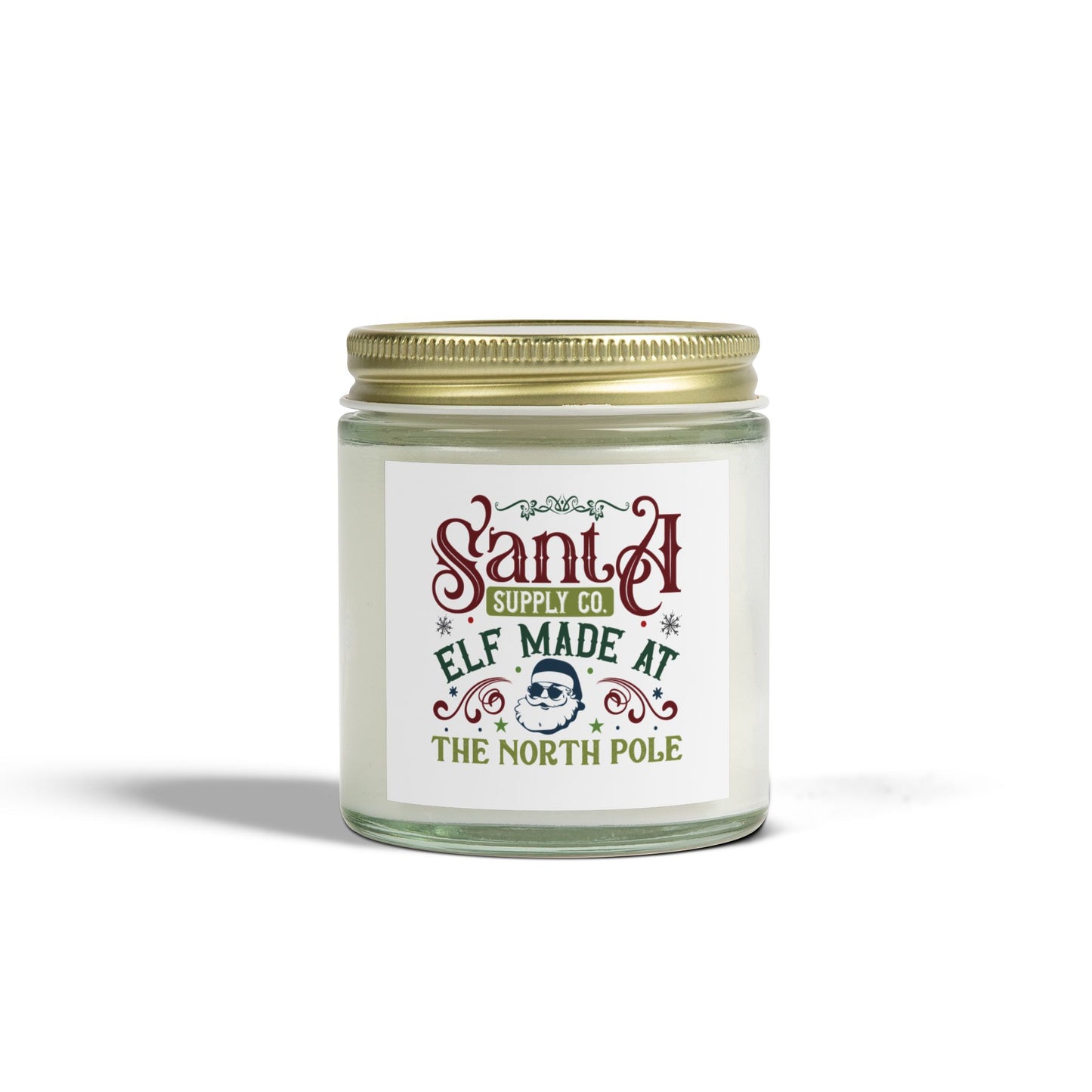 Christmas Themed Scented Coconut Apricot Candles (4oz, 9oz) Elves Are Made At The North Pole