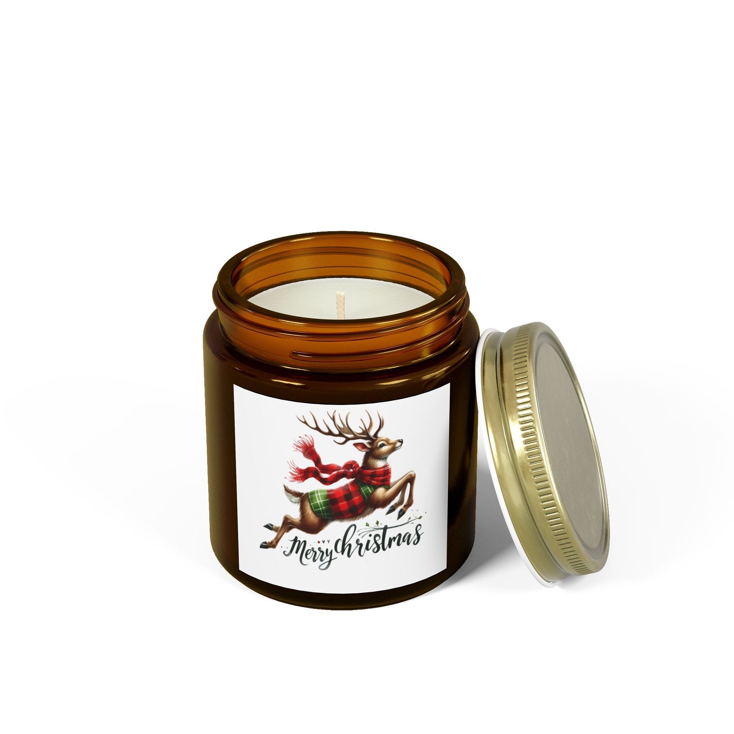 Christmas Themed Scented Candles, Coconut Apricot Wax (4oz, 9oz)