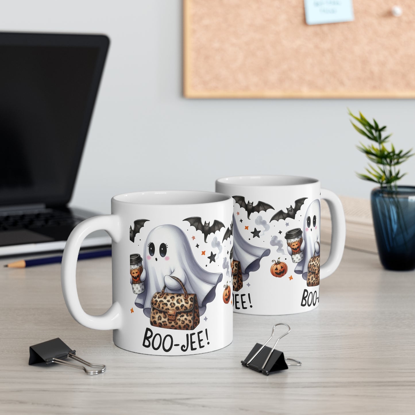 Festive Halloween Ceramic Mug 11oz Ghost Quotes Boo-Jee!