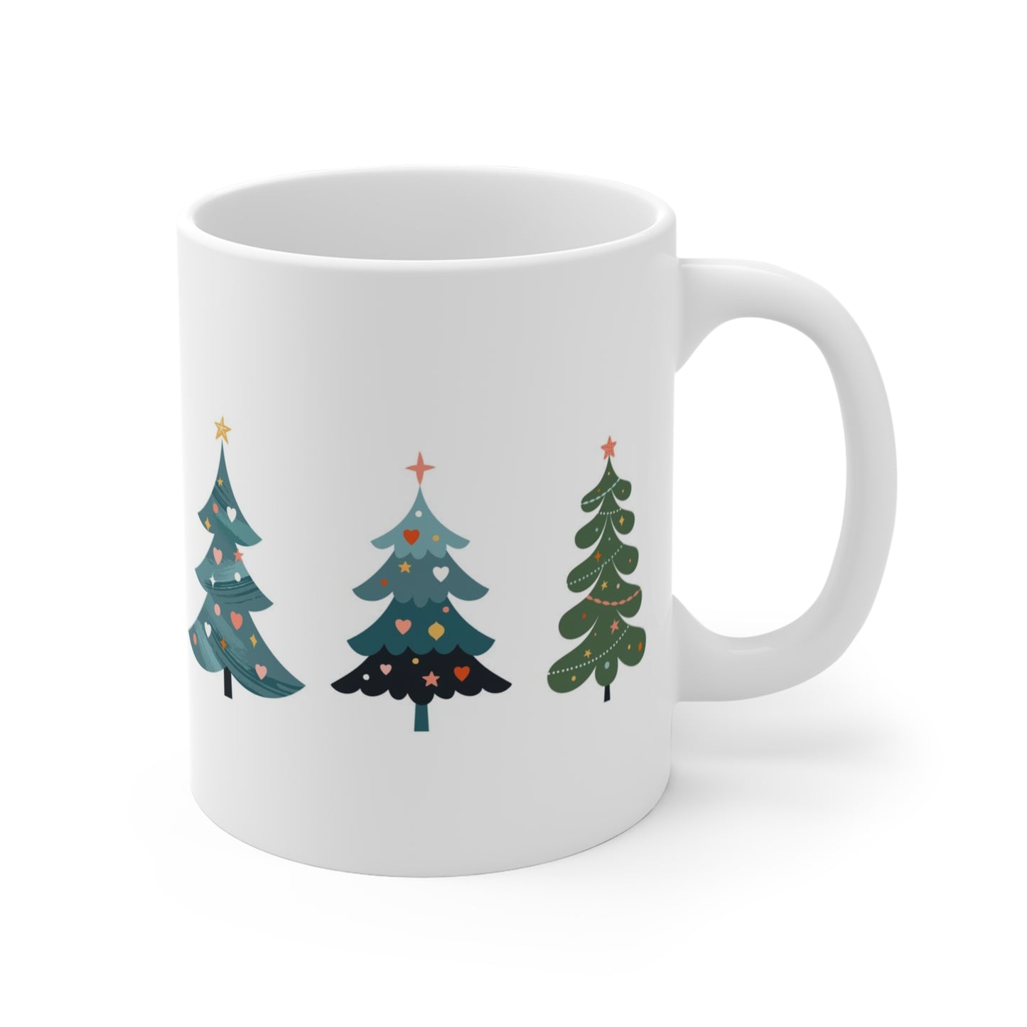 Christmas Tree Themed Holiday Hot Beverage Mug 11oz