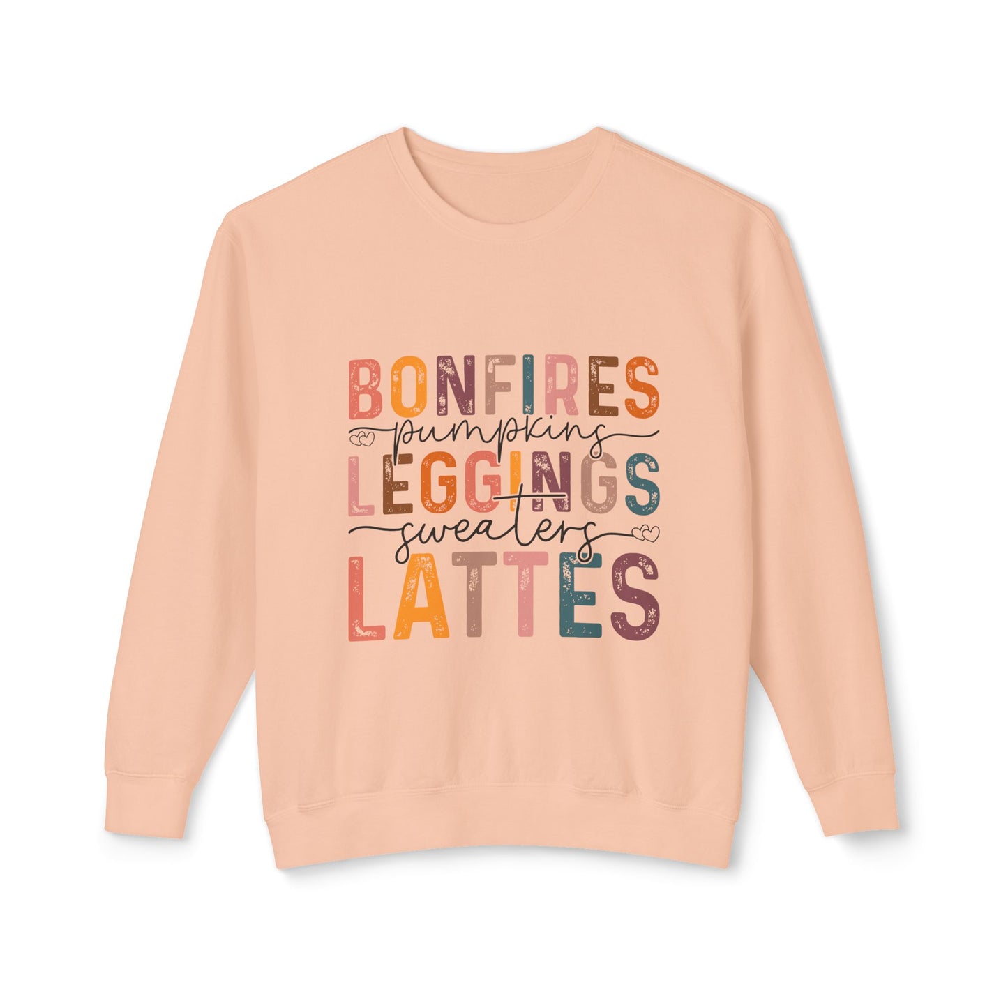 Women's Thanksgiving Unisex Lightweight Crewneck Sweatshirt Bonfires Blessings Lattes