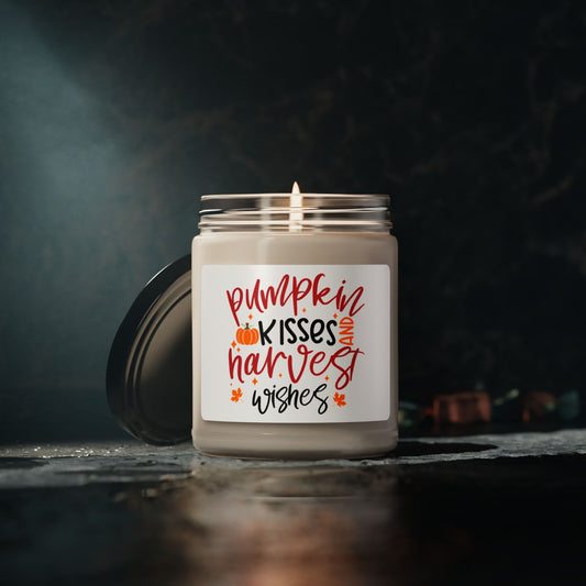 Thanksgiving Themed Scented Soy Candle, 9oz Pumpkin Kisses