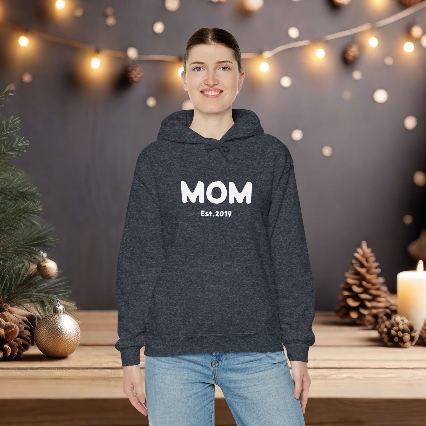 MOM Est.2019 Unisex Heavy Blend™ Hooded Sweatshirt Hoodies For New Moms 2019