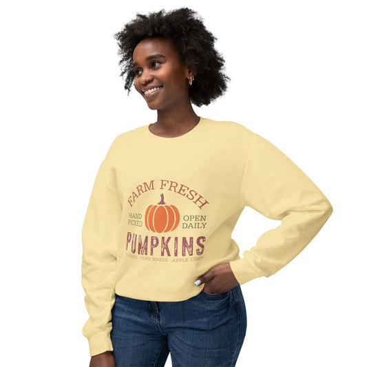 Thanksgiving Women's Unisex Lightweight Crewneck Sweatshirt Pumpkin