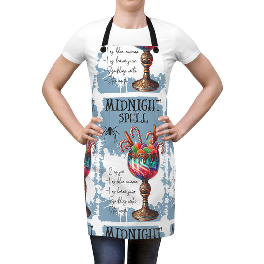 Halloween Themed Apron All Over Print Design Haunting Spell Beverage