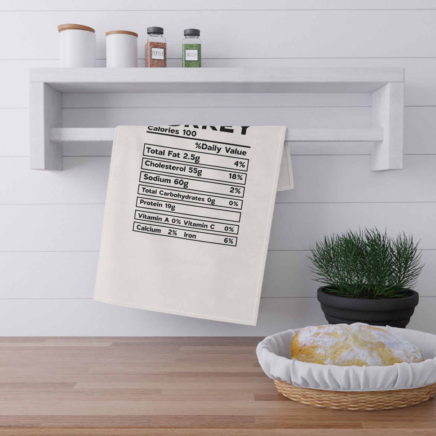 Thanksgiving Nutrition Facts Tea Towels (cotton, poly) Turkey Isn't Fattening Is It?