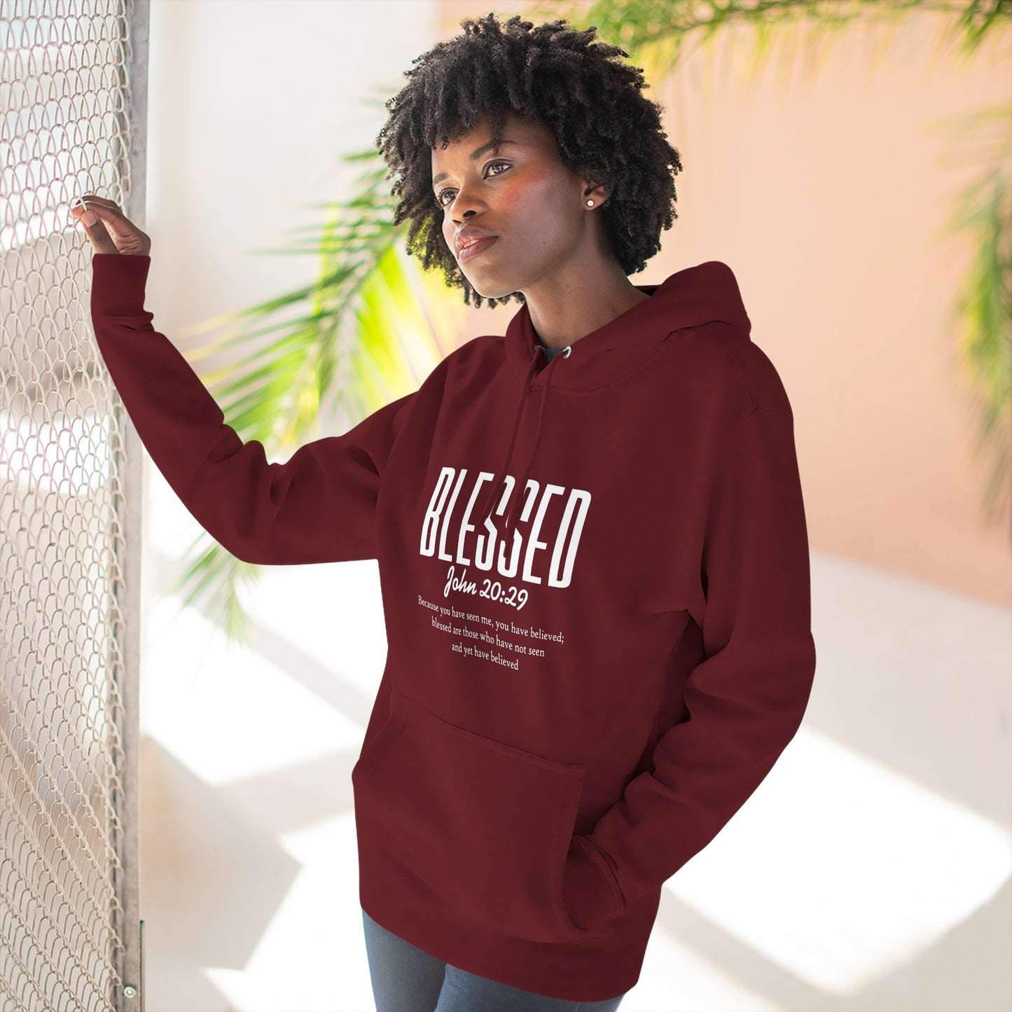 Blessed Hoodie — Faith Scripture Pullover (John 20:29)