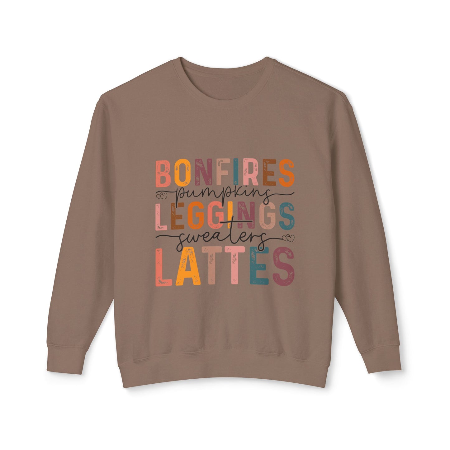 Women's Thanksgiving Unisex Lightweight Crewneck Sweatshirt Bonfires Blessings Lattes