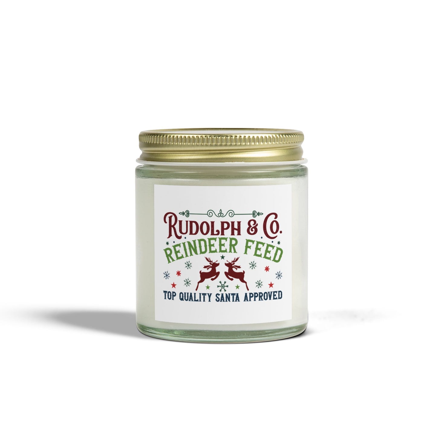 Christmas Themed Scented Coconut Apricot Candles (4oz, 9oz) Reindeer Feed Company