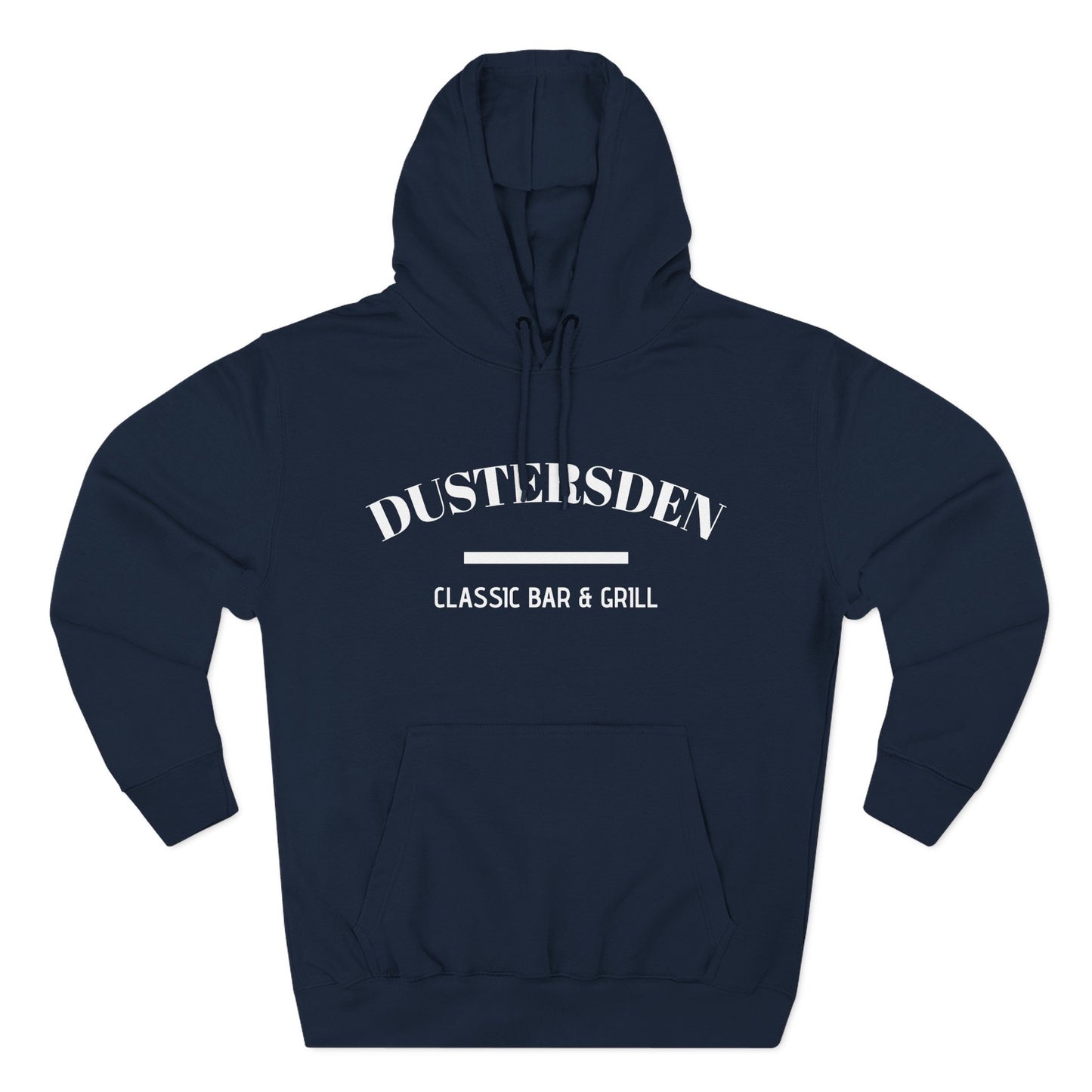 Dusty’s Den Classic Bar & Grill Hoodie — Vintage Pub Logo Fleece Hoodie