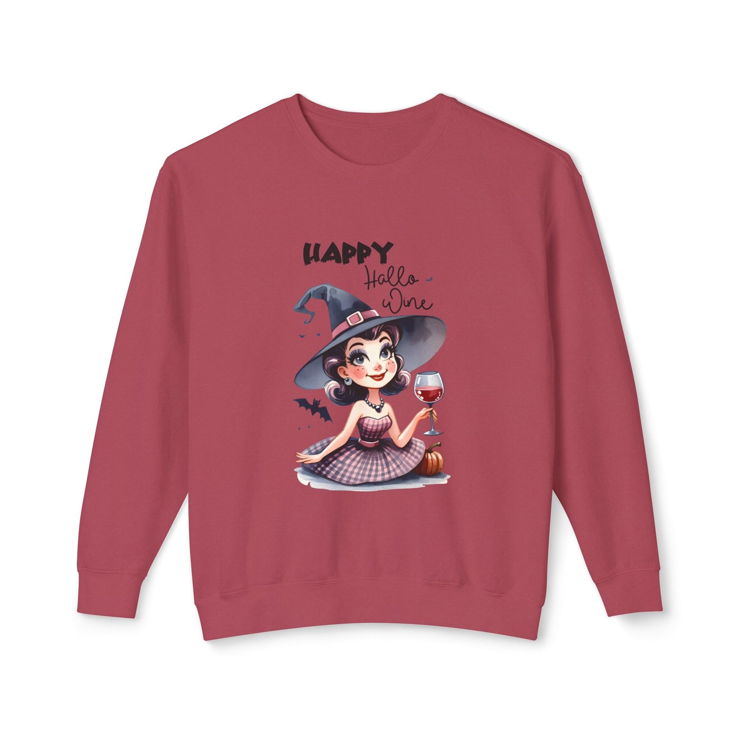 Halloween Themed Crewneck Sweatshirt Wine Is Very Fine For Witches at Halloween Time