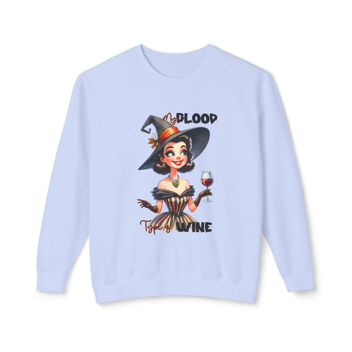 Halloween Themed Crewneck Sweatshirt Ghosts and Goblins Like Witches That Drink Wine. Safe Halloween Everyone!