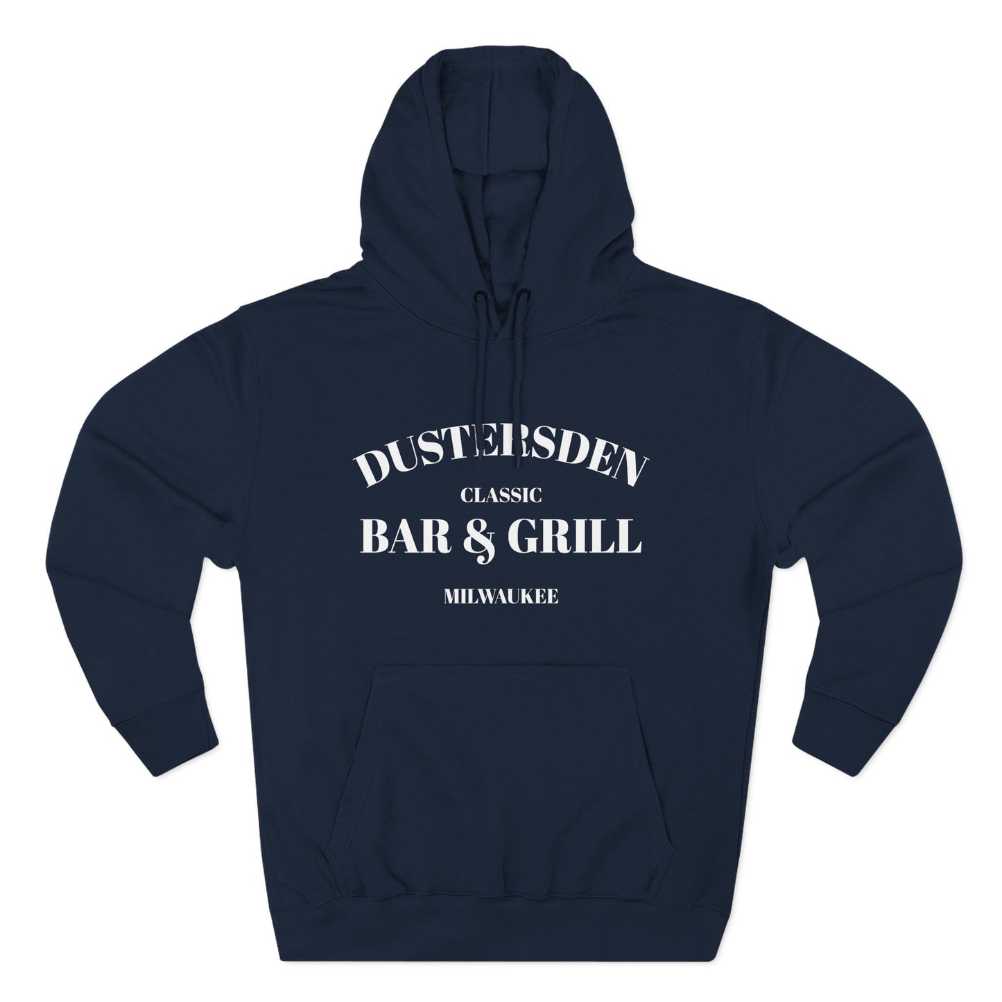 Dustersden Classic Bar and Grill Milwaukee Hoodie — Minimal Logo Fleece Pullover