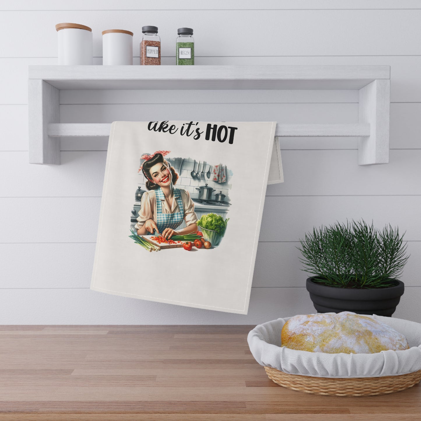 Retro Funny Housewife Tea Towels (cotton, poly) Chop It Like It's Hot