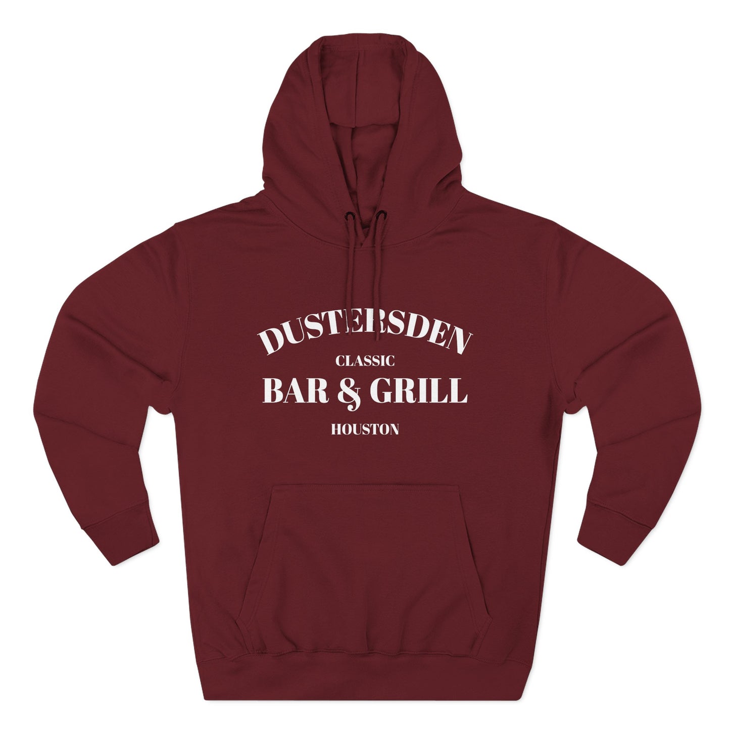 Dustersden Classic Bar and Grill Houston Hoodie — Minimal Logo Fleece Pullover