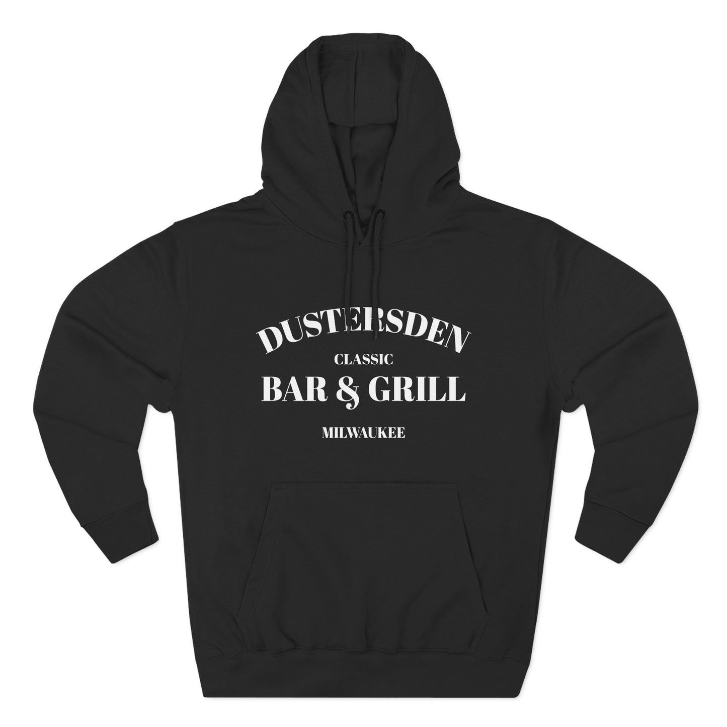 Dustersden Classic Bar and Grill Milwaukee Hoodie — Minimal Logo Fleece Pullover