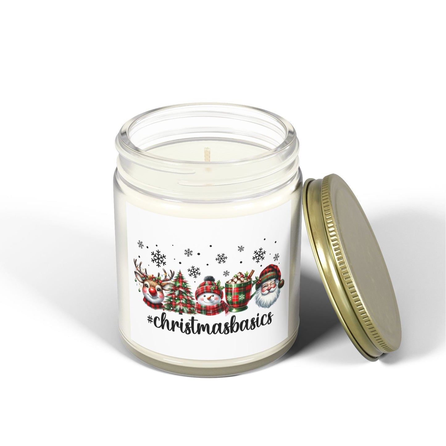 Christmas Themed Scented Candles, Coconut Apricot Wax (4oz, 9oz)