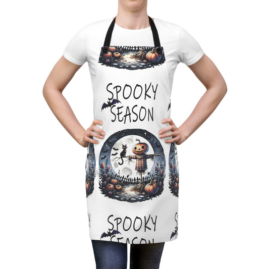 Halloween Themed Apron All Over Print Scarecrows Love Halloween The Spookiest System of The Year