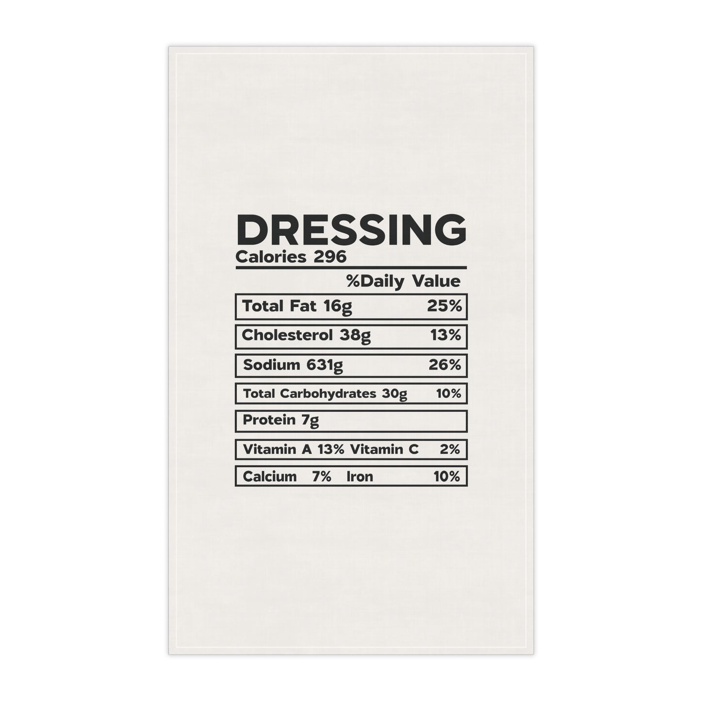 Thanksgiving Nutrition Facts Tea Towels (cotton, poly) My Mom Makes The Best Dressing Ever!