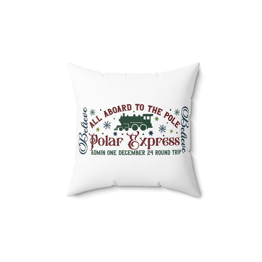 Christmas Themed Spun Polyester Square Pillow Polar Express