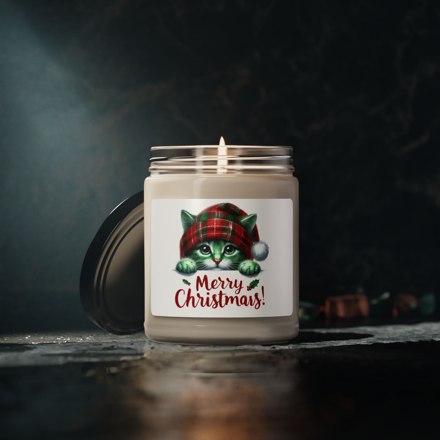 Christmas Themed Scented Soy Candle, 9oz Cats and Christmas