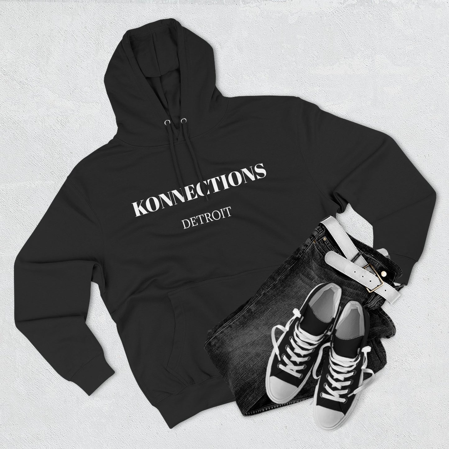 Konnections Detroit Hoodie — Minimal Logo Fleece Pullover