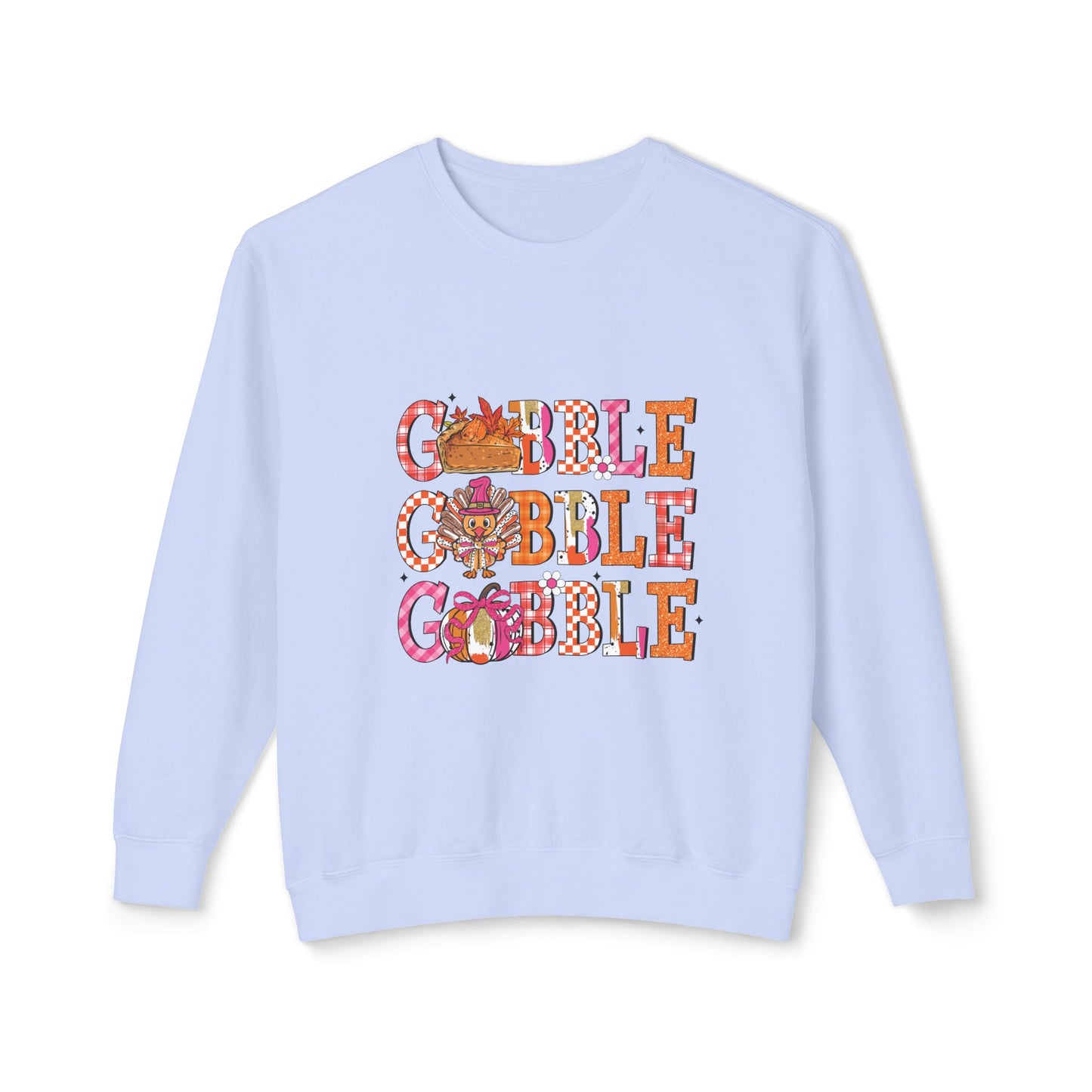 Women's Thanksgiving Unisex Lightweight Crewneck Sweatshirt Turkeys Go Gobble Gobble Gobble