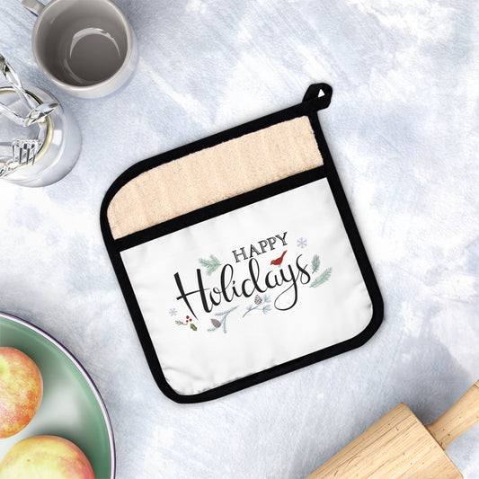 Happy Holidays Pot Holder with Pocket