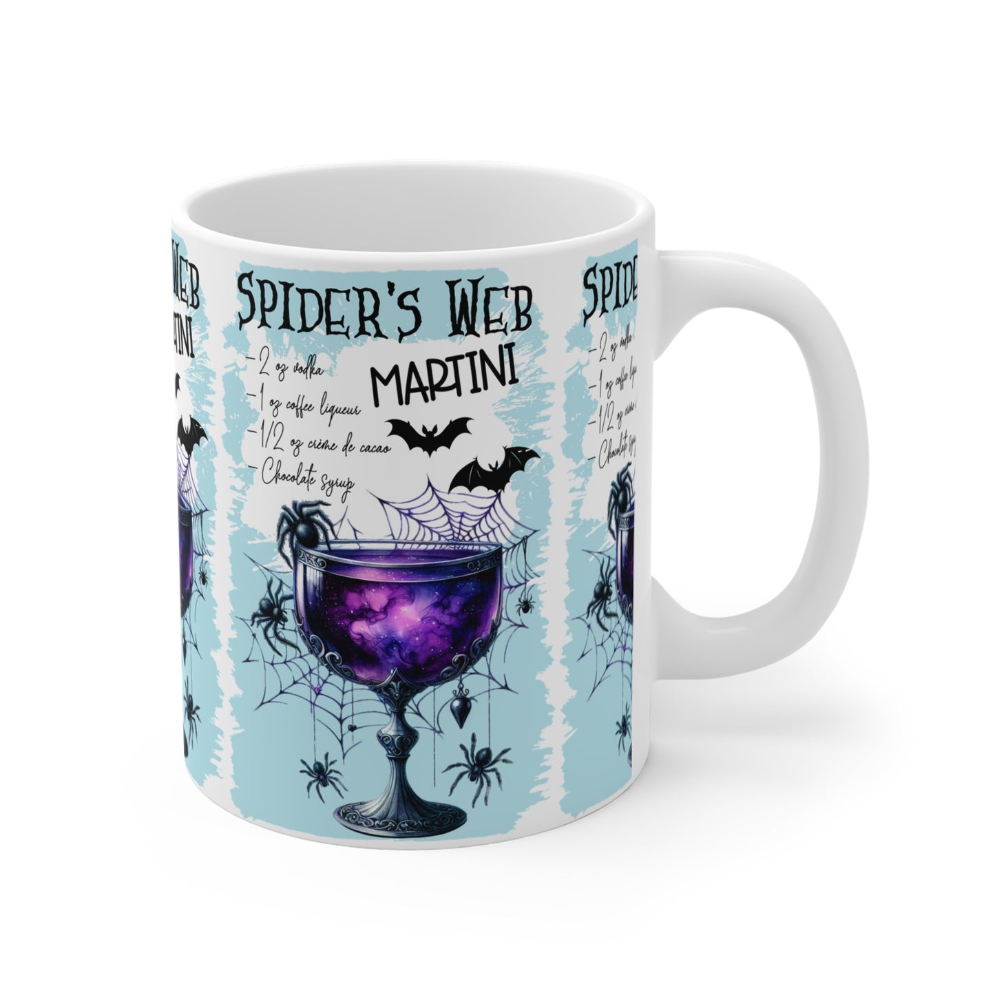 Festive Halloween Ceramic Mug 11oz Spiders Web Martini