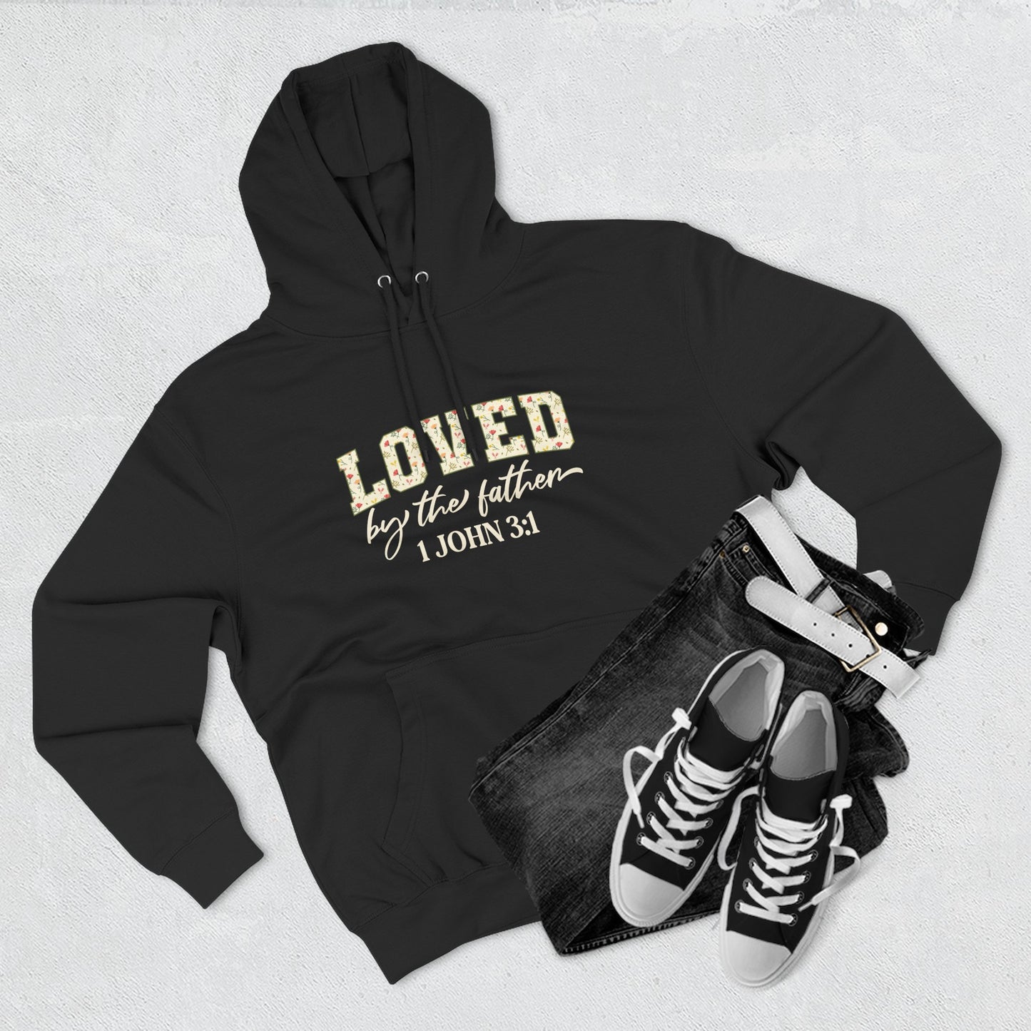 Loved Floral Hoodie — 'Loved' Graphic Fleece Pullover