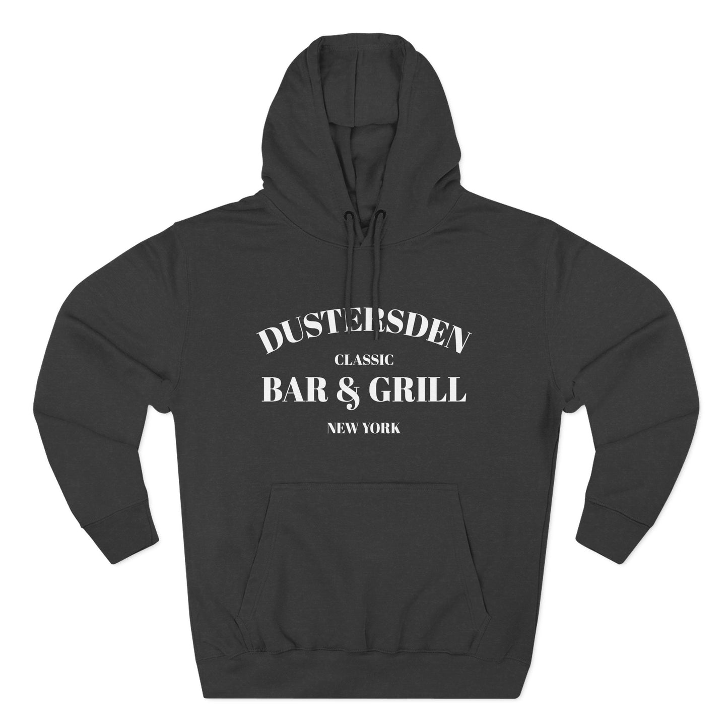Dustersden Classic Bar and Grill New York Hoodie — Minimal Logo Fleece Pullover