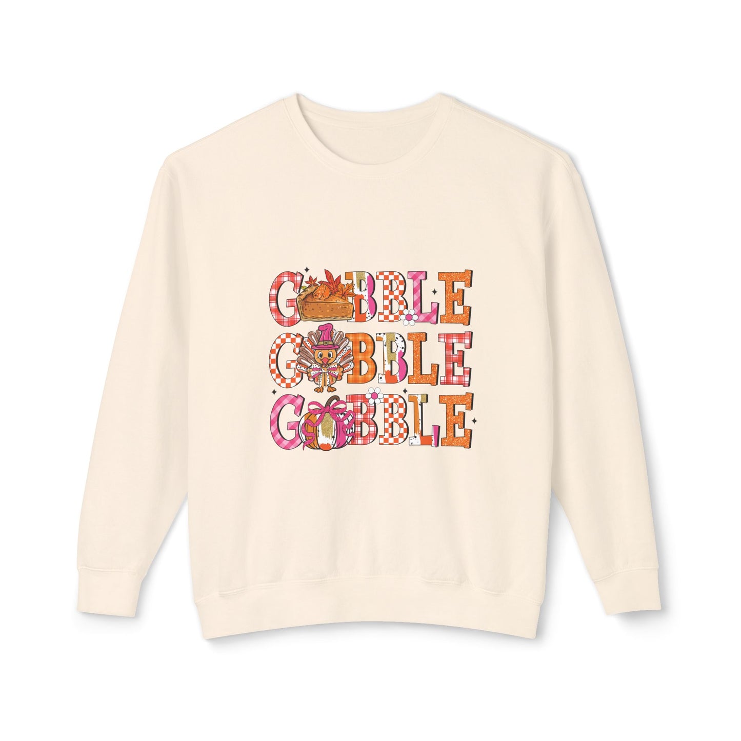 Women's Thanksgiving Unisex Lightweight Crewneck Sweatshirt Turkeys Go Gobble Gobble Gobble