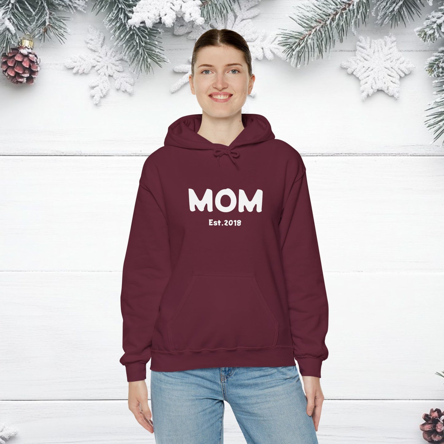 MOM Est.2018 Unisex Heavy Blend™ Hooded Sweatshirt Hoodies For New Moms 2018