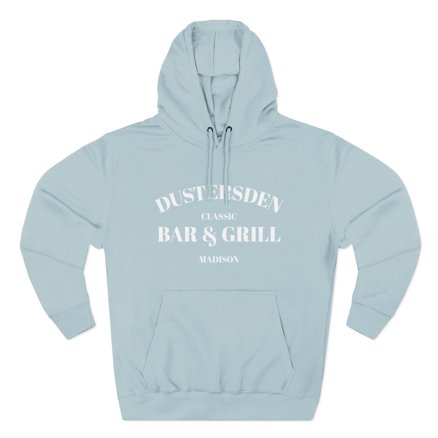 Dustersden Classic Bar and Grill Madison Hoodie — Minimal Logo Fleece Pullover