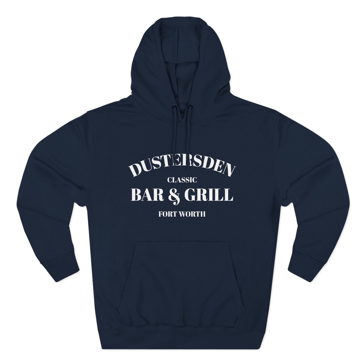 Dustersden Classic Bar and Grill Fort Worth Hoodie — Minimal Logo Fleece Pullover
