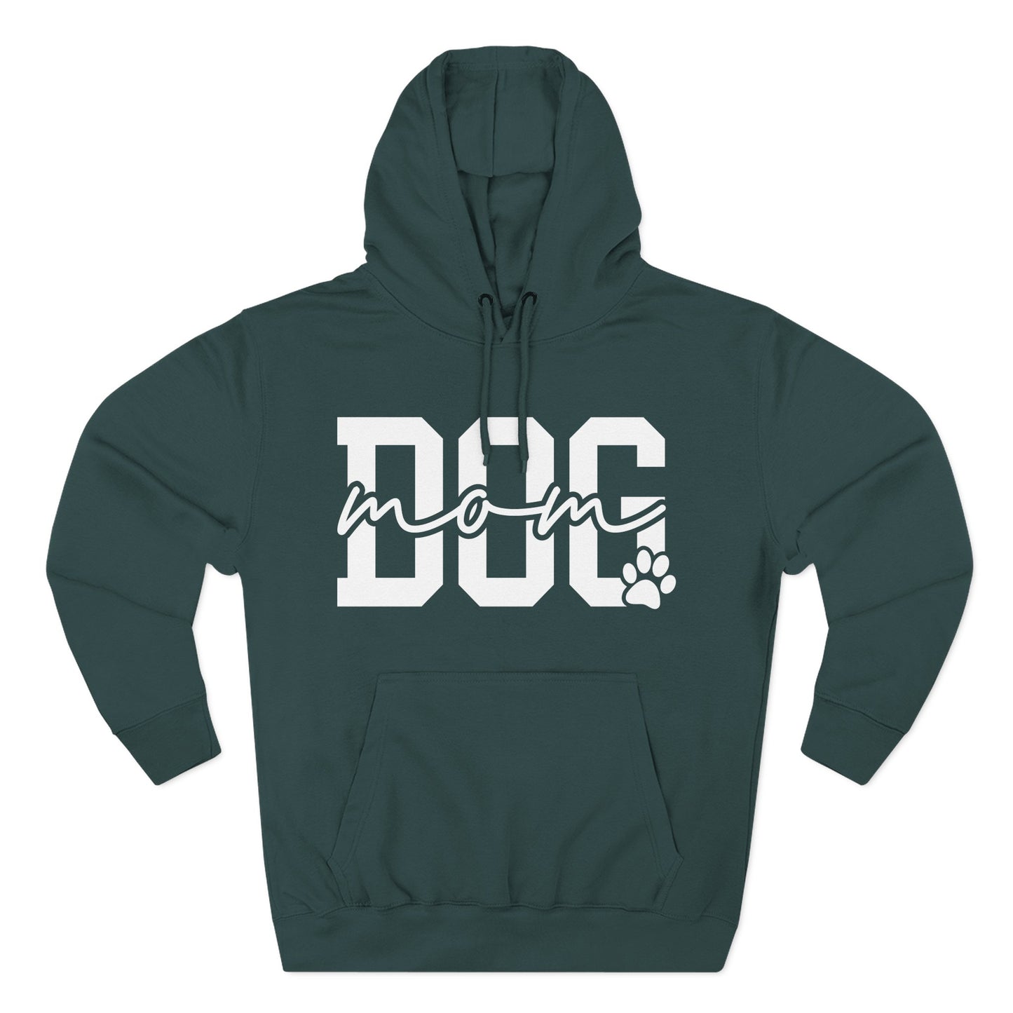 Dog Mom Hoodie — Cozy Fleece Pullover with 'Dog Mom' Script & Paw Graphic
