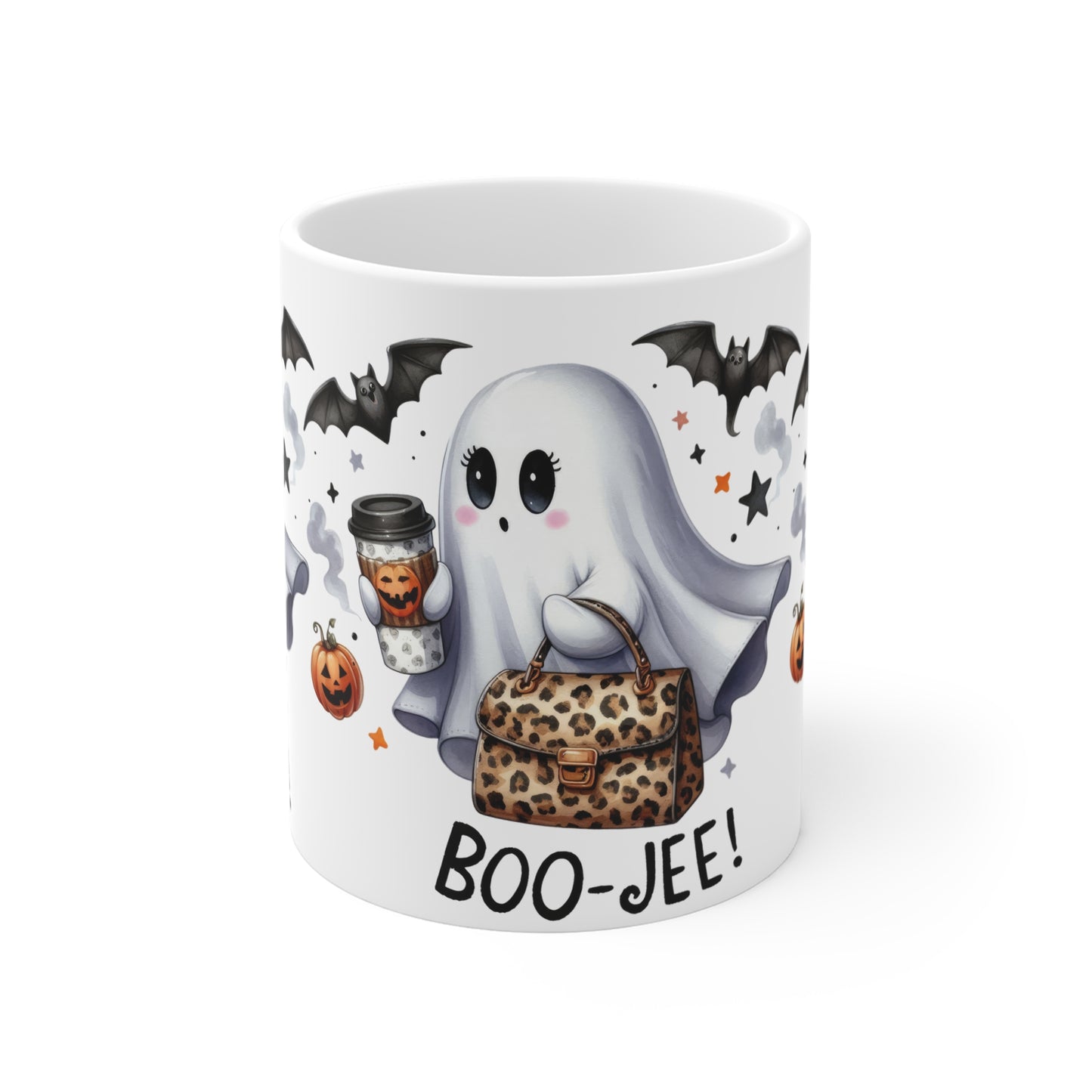 Festive Halloween Ceramic Mug 11oz Ghost Quotes Boo-Jee!