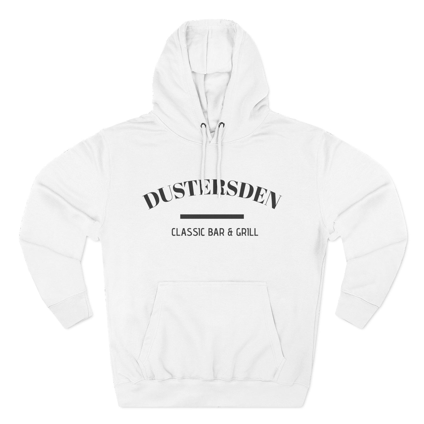 Dusty’s Den Classic Bar & Grill Hoodie — Vintage Pub Logo Fleece Hoodie
