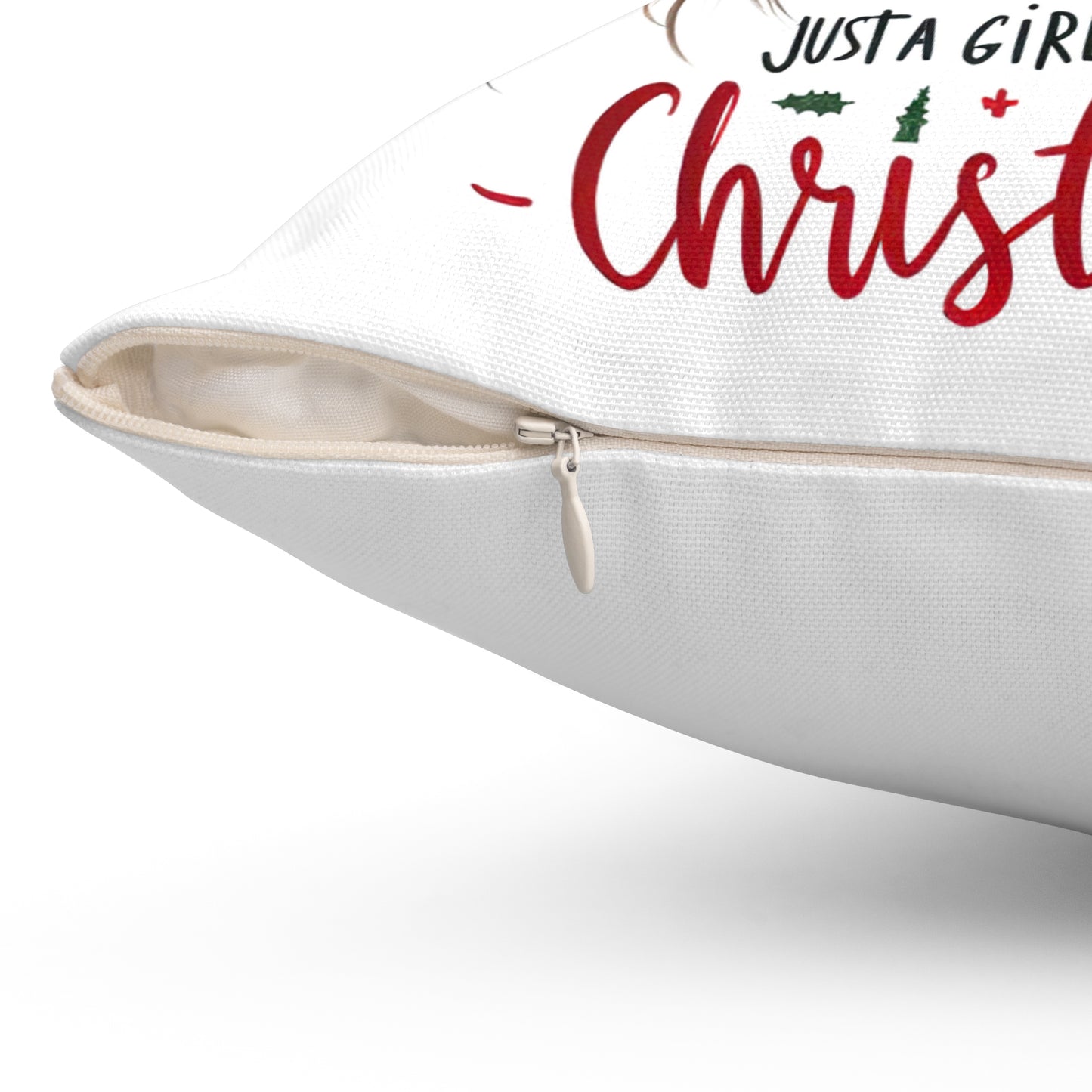 Christmas Themed Spun Polyester Square Pillow Just a Girl Who Loves Christmas