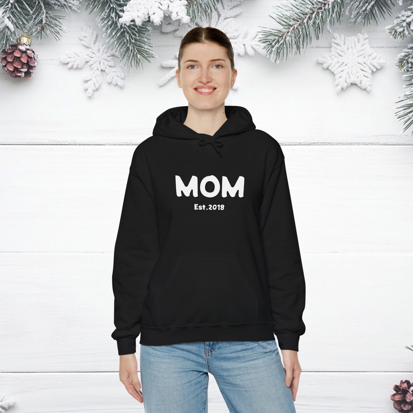 MOM Est.2018 Unisex Heavy Blend™ Hooded Sweatshirt Hoodies For New Moms 2018